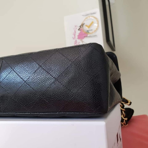 Chanel classic single flap black caviar gold hw bag jumbo - Picture 6 of 14
